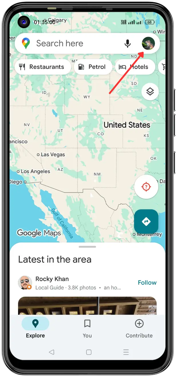 Tap profile icon and open Settings in Google Maps